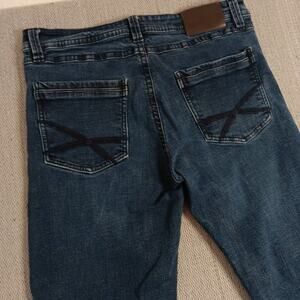 Vtg T.K. Axel Hartford Jeans Mens 37X30 Blue Fade Whiskered Slim Straight
